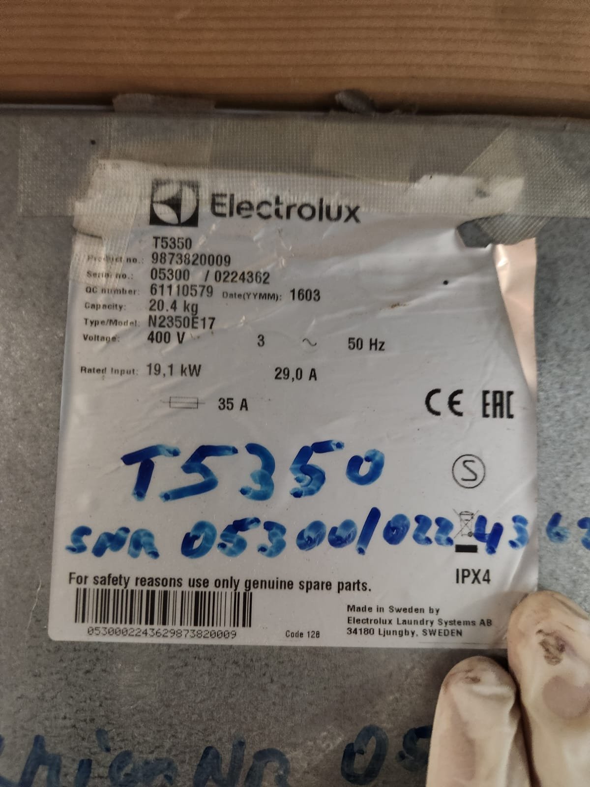 Electrolux T5350 Trockner 20,4 kg, elektrisch beheizt